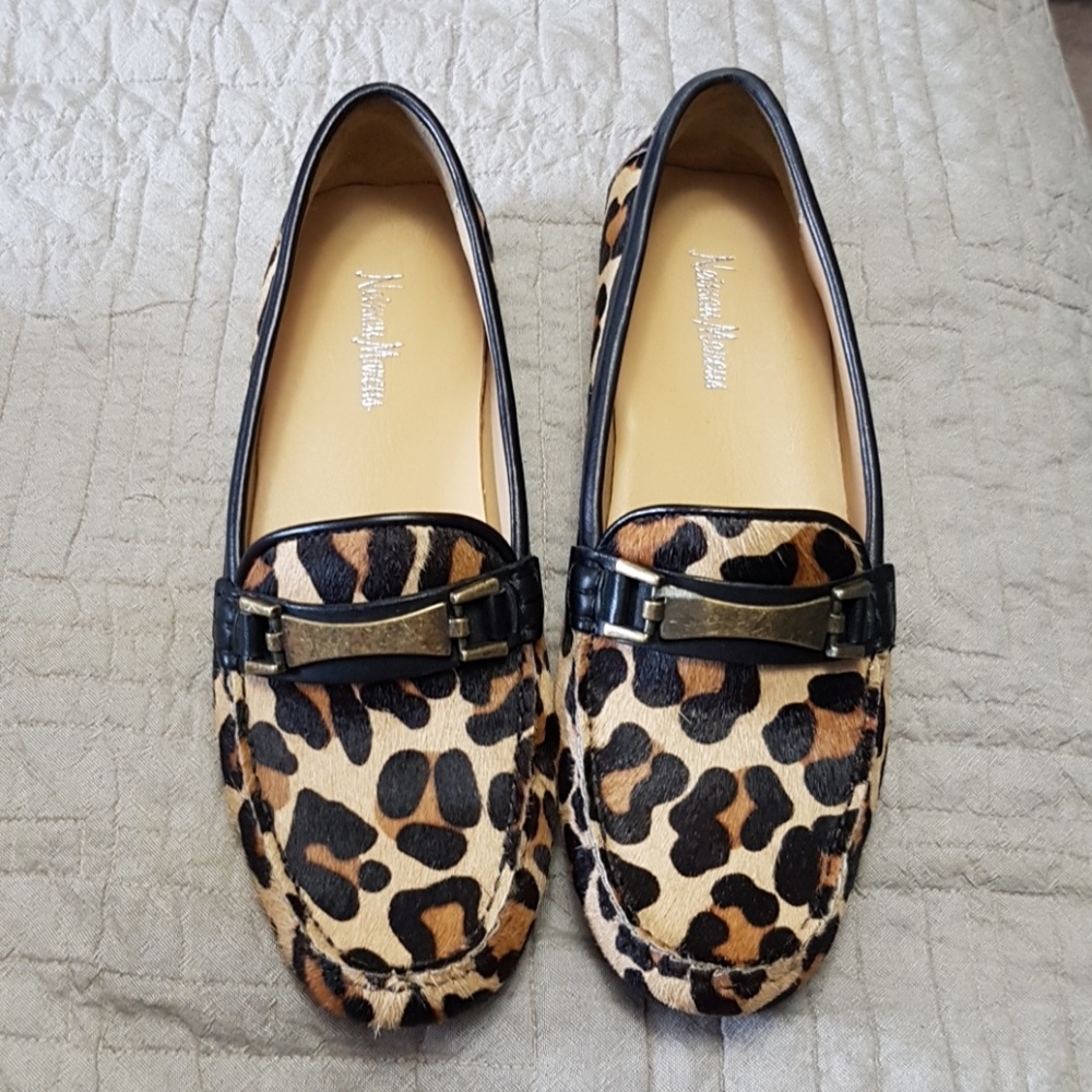 Neiman Marcus camel chaghair loafers